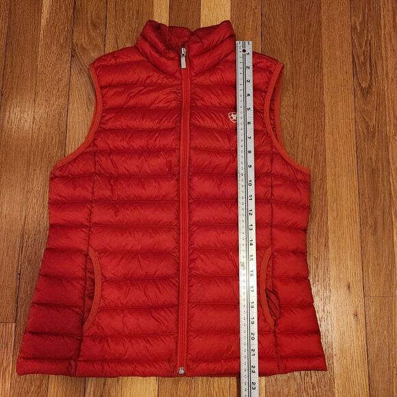 Ariat Women's Ideal Down Vest, Orange, With Pouch, Excellent Condition, Sz S - Picture 10 of 11